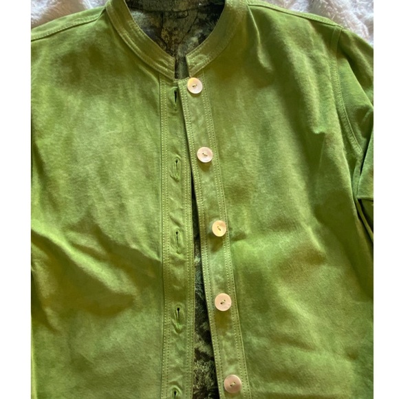 Vintage Lime Green Suede Button Up Jacket - Picture 3 of 7